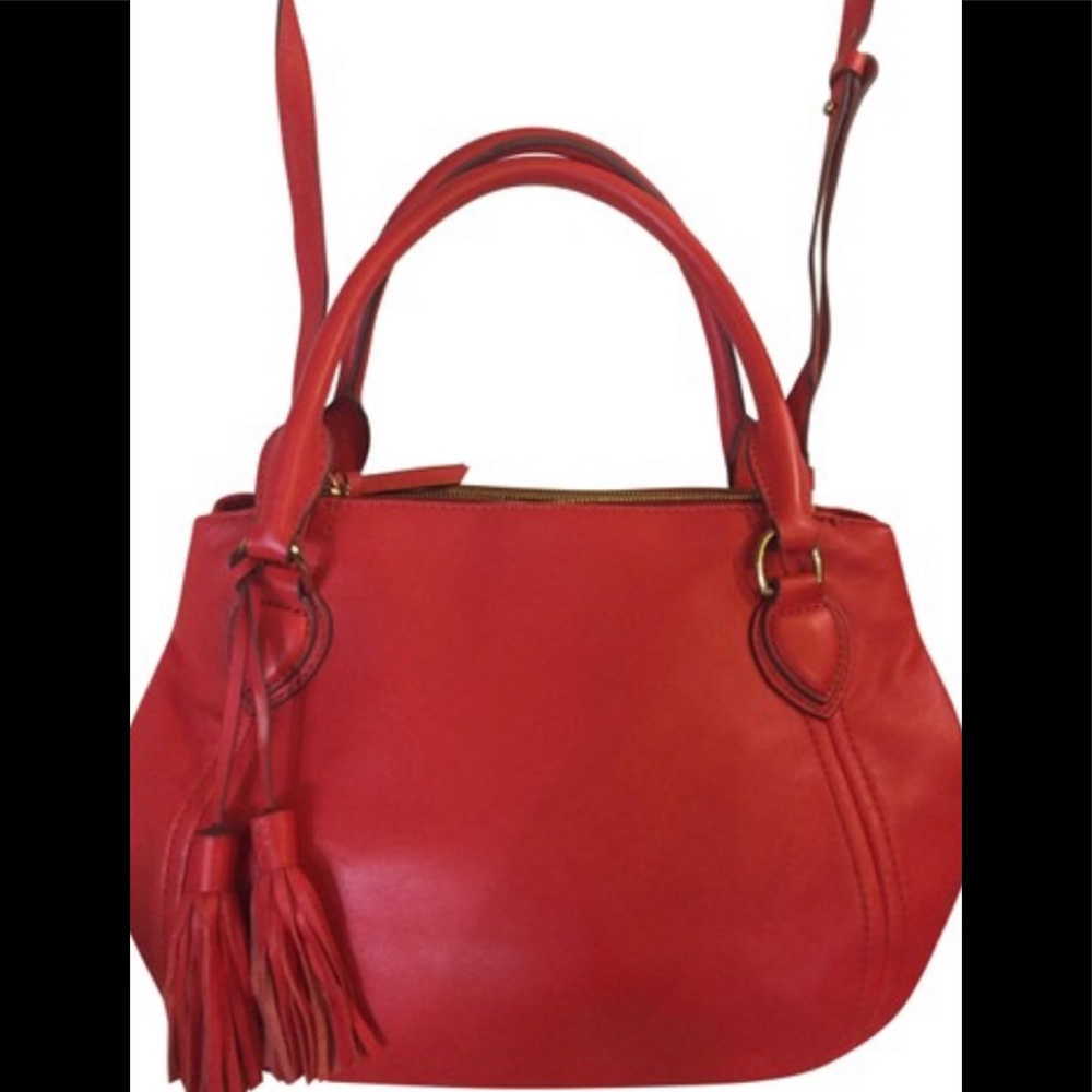 J. Crew Tassel Satchel tomato red